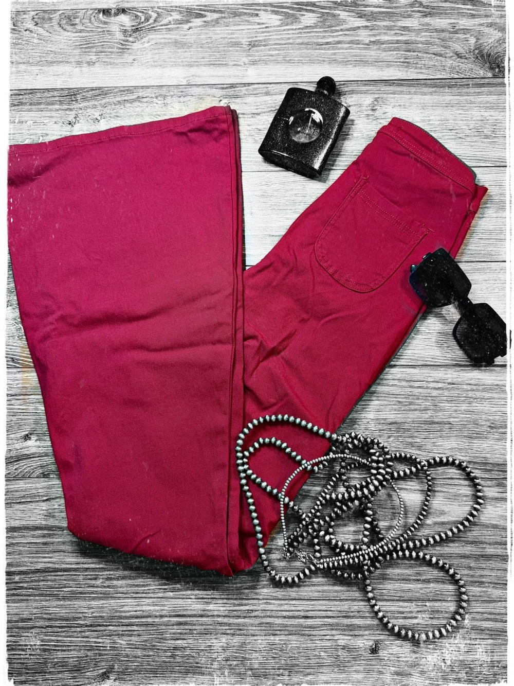Women's Flare Pants in Raspberry Pink